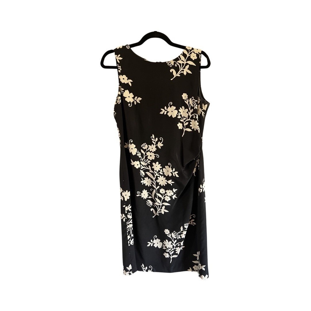 David Warren New York Black Silk Floral Sleeveless Sheath Dress Size‎ 10